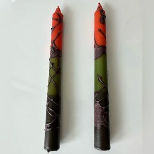 Set of 2 hand painted taper 10 in candles
